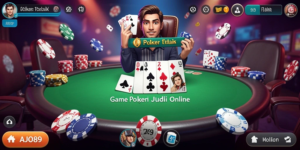 Tampilan menarik dari gameplay Poker AJO89 yang mendebarkan.