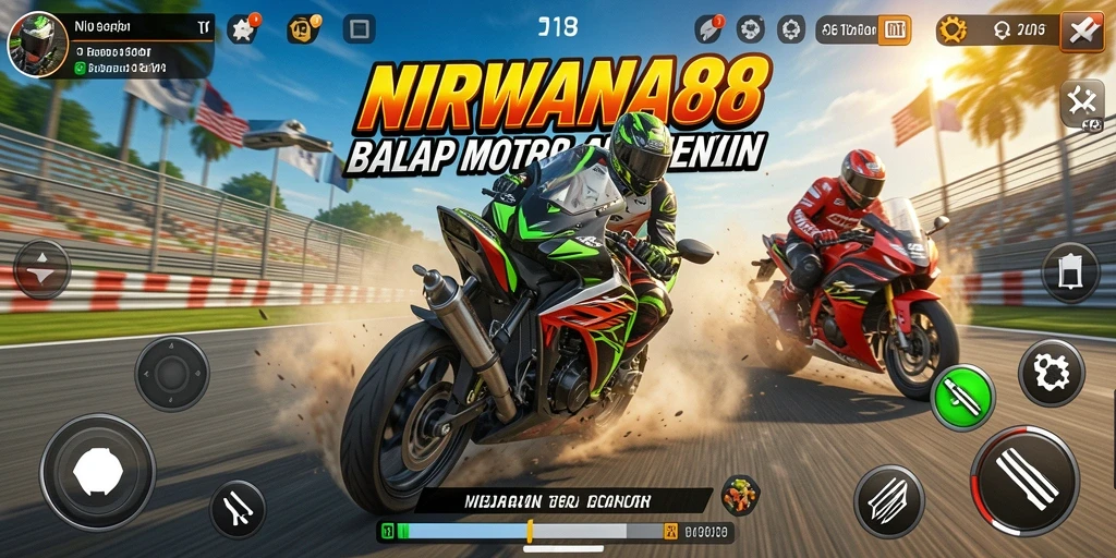 Gameplay seru balap motor dalam NIRWANA88 yang mendebarkan.