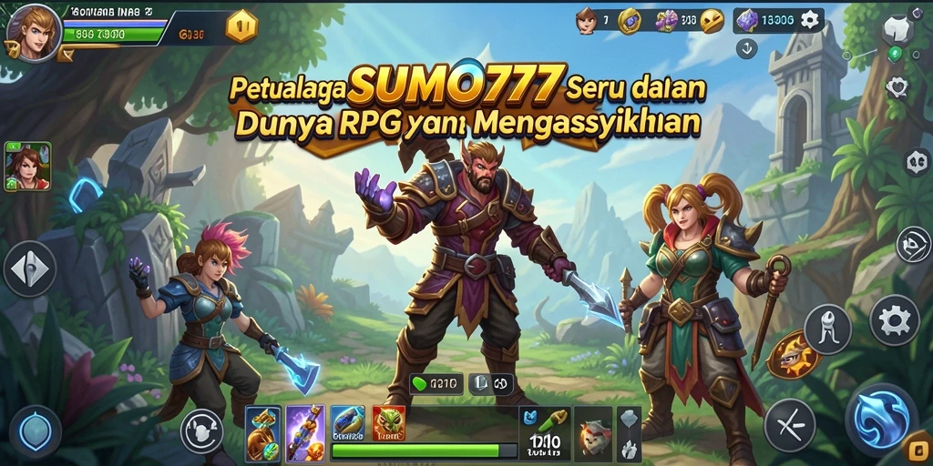 Tampilan seru gameplay RPG di SUMO777 dengan karakter dan monster.